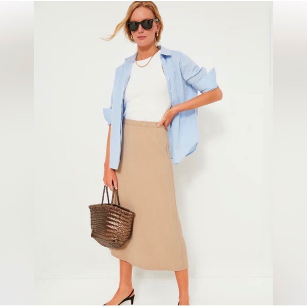 Tuckernuck Khaki Keaton Midi Skirt Lightweight Preppy Academia Prairie Large